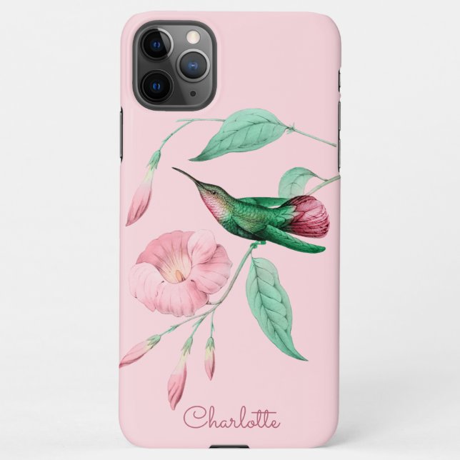 Capa Para iPhone Hummingbird Floral Personalizado (Verso)