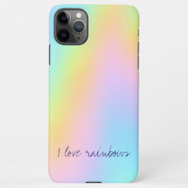 Capa Para iPhone "I Love Rainbows" Pastel Rainbow Gradient Abstrato
