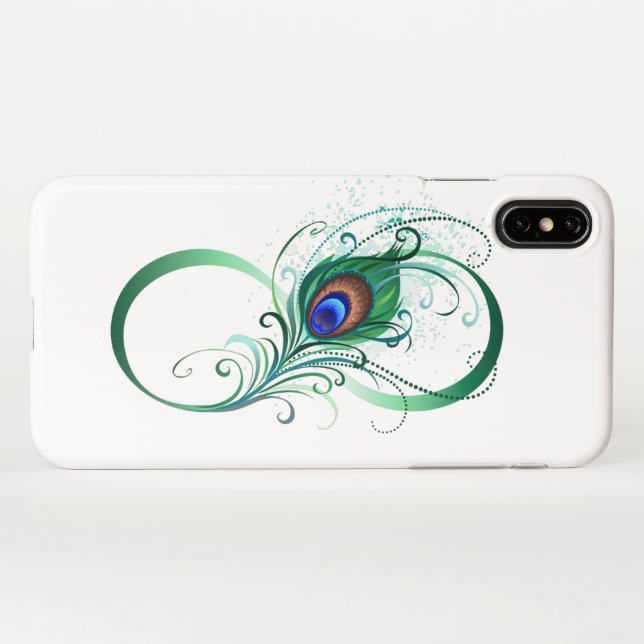 Capa Para iPhone Infinity Symbol with Peacock Feather (Verso Horizontal)