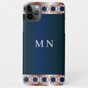 Capa Para iPhone Iniciais Marinho Dourado Rosa Azul - Mínimo Geomét
