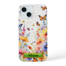 Capa para iPhone / iPad Campo de Flores Borboletas