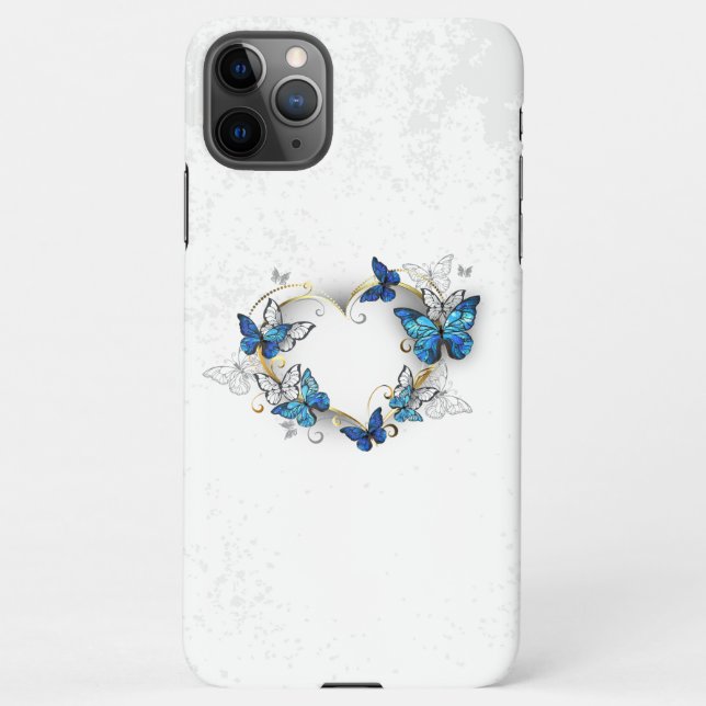 Capa Para iPhone Jewelry Heart with Butterflies Morpho (Verso)
