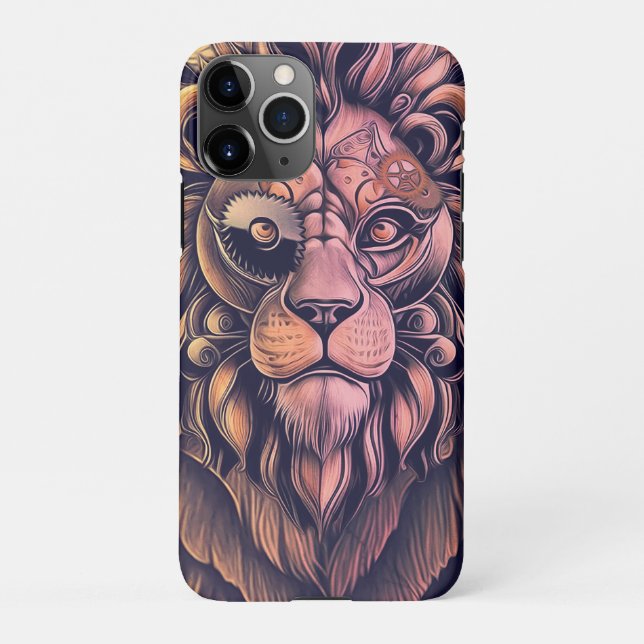 Capa Para iPhone Leão Russo de Gradação de Cor Steampunk (Verso)