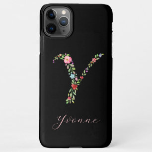 Capa Para iPhone Letra Y Monograma Floral Personalizado