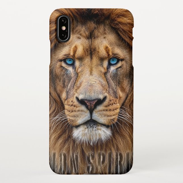 Capa Para iPhone Majestic Lion Face with Blue Eyes | Wildlife Anima (Verso)