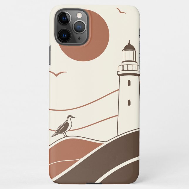 Capa Para iPhone Minimal Lighthouse Coastal Illustration Phone Case (Verso)