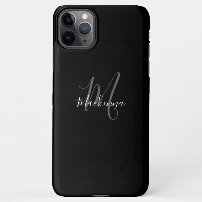 Capa Para iPhone Modern Black White Monogramas Girassol Name Chic (Verso)