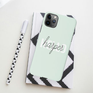 Capa Para iPhone Modern Pastel Mint Hello E Você Nome
