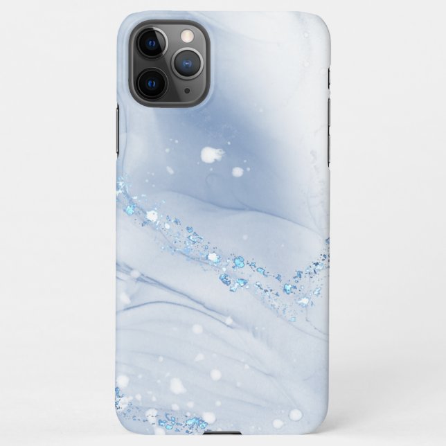 Capa Para iPhone Modern Stone Dusty Blue Marble (Verso)