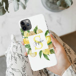 Capa Para iPhone Moldura de limões amarelos modernos e folhas com n<br><div class="desc">Moldura de limões amarelos modernos e folhas com nome</div>