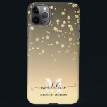Capa Para iPhone Monograma de brilho de ouro<br><div class="desc">Mala máxima do iPhone 11Pro com brilho de brilho bucal Dourado. Personalize-o com seu próprio nome,  iniciais e texto. Você pode alterar o tipo,  o tamanho e as cores das fontes.</div>