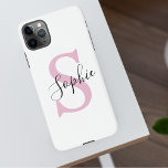 Capa Para iPhone Monograma de Nome Personalizado Moderno - Rosa<br><div class="desc">Monograma de Nome Personalizado Moderno - Rosa</div>