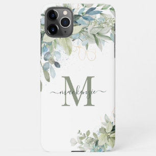 Capa Para iPhone Monograma Floral Botânico Eucalyptus Elegante