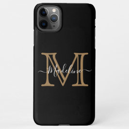 Capa Para iPhone Monograma Moderno Dourado Elegante