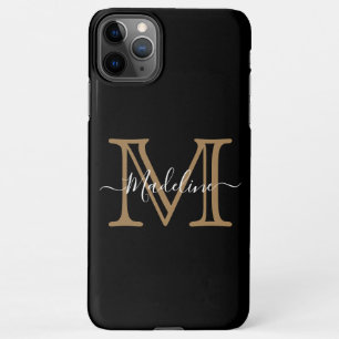 Capa Para iPhone Monograma Moderno Dourado Elegante
