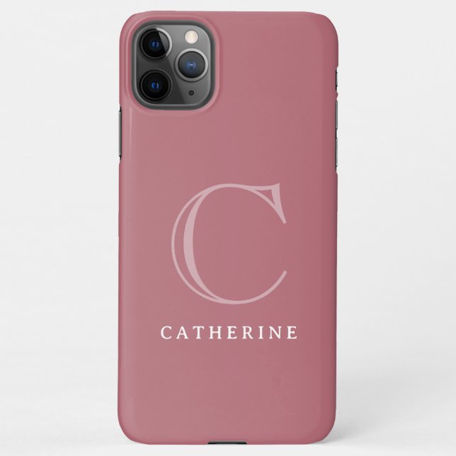 Capa Para iPhone Monograma Simples de Script Rosa Blush (Verso)