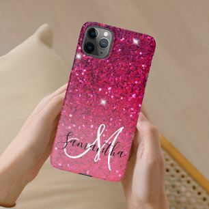 Capa Para iPhone Nome das Sparkles Vermelhos e Rosa Modernos