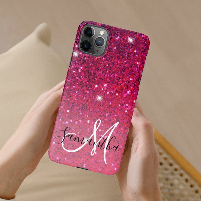 Capa Para iPhone Nome das Sparkles Vermelhos e Rosa Modernos (Criador carregado)