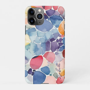 Capa Para iPhone Nome Personalizado das Formas de Cores Aquáticas C