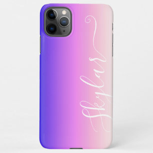 Capa Para iPhone Nome Personalizado de Gradação de Listras Roxas Ro