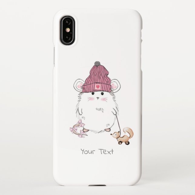 Capa Para iPhone Nome Personalizado de Pequeno Hamster Cugado (Verso)