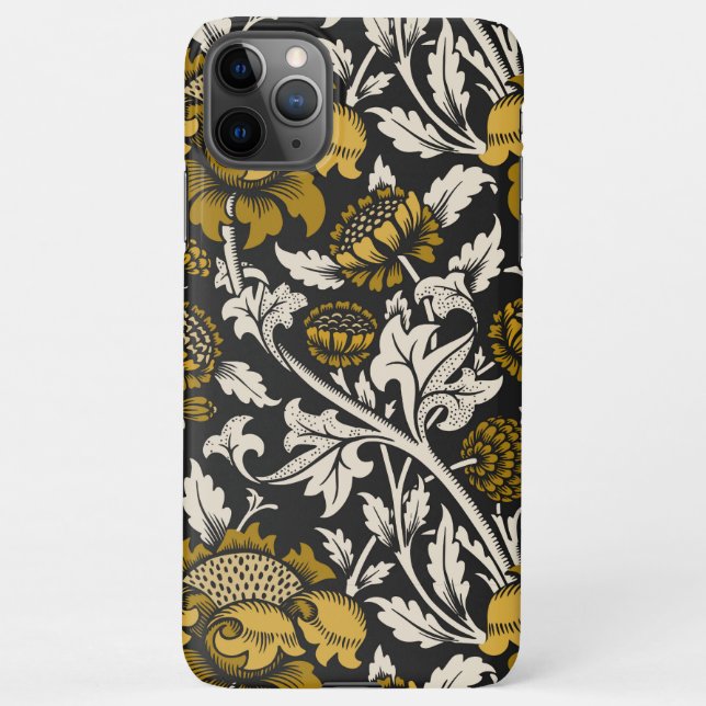 Capa Para iPhone Ornate floral pattern with large gold flowers  (Verso)
