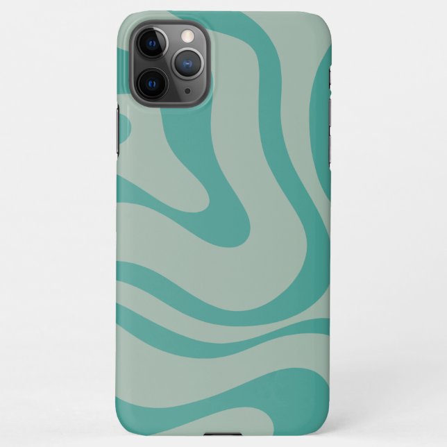 Capa Para iPhone Padrão Abstrato de Redemoinho Líquido Retro em Azu (Verso)