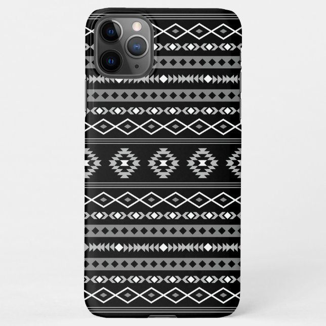 Capa Para iPhone Padrão Aztec Cinza Branca Mistura de Motifs Preta (Verso)