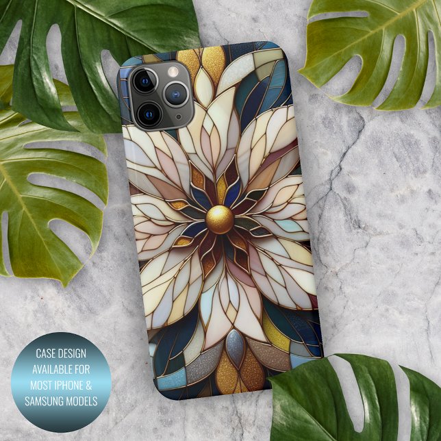 Capa Para iPhone Padrão Clássico De Arte Floral De Vidro Estido (Criador carregado)