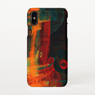 Capa Para iPhone Padrão de Abstrato de Arte Moderno Vermelho Azul-L