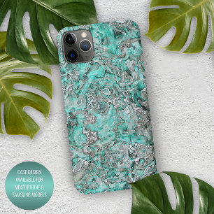 Capa Para iPhone Padrão de Agate Mineral Verde da Turquesa da cinza