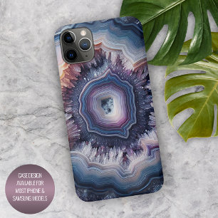 Capa Para iPhone Padrão de Agato de Violeta Violeta Azul Quadrado E