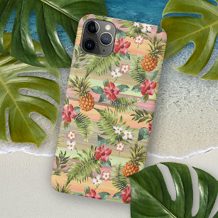 Capa Para iPhone Padrão de Arte de Aquarela Floral de Abacaxi Tropi