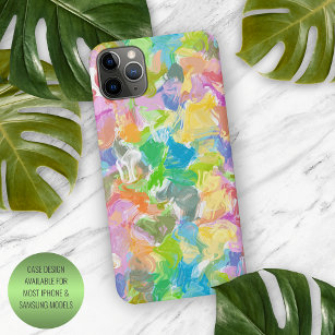 Capa Para iPhone Padrão de Arte de Tinta de Verão Colorida Vibrante