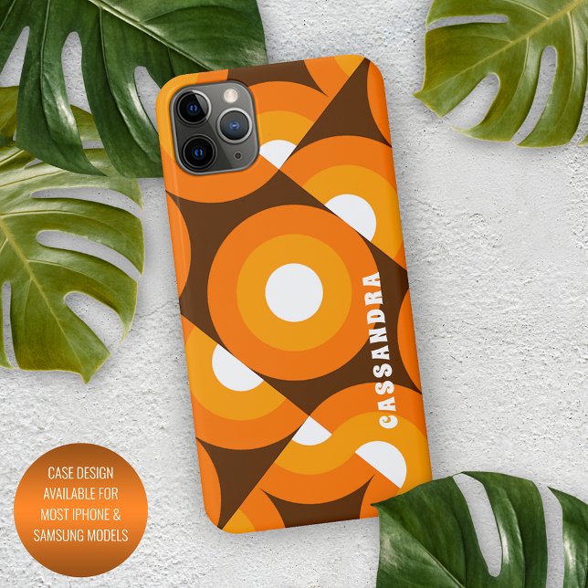 Capa Para iPhone Padrão de Arte do Século Médio Laranja Amarelo (Criador carregado)