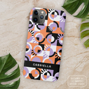 Capa Para iPhone Padrão de Arte do Século Médio Laranja Roxo Violet