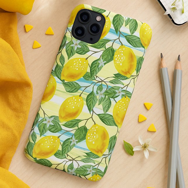 Capa Para iPhone Padrão de arte em Fruta de limão no Mediterrâneo (Criador carregado)