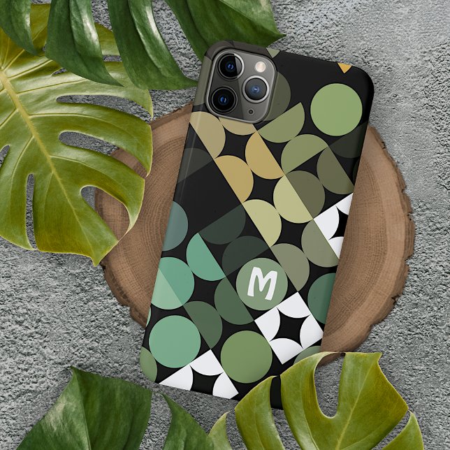 Capa Para iPhone Padrão de Arte Retroativa Azul Verde Preto Persona (Criador carregado)