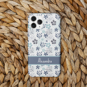 Capa Para iPhone Padrão de Flores Azuis
