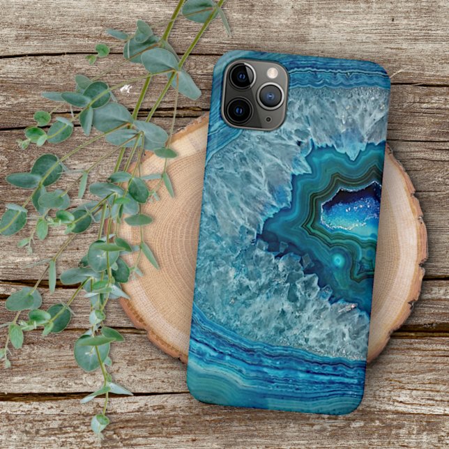Capa Para iPhone Padrão de Rock Geode Turquoise do Azul-Teal Trendy (Criador carregado)