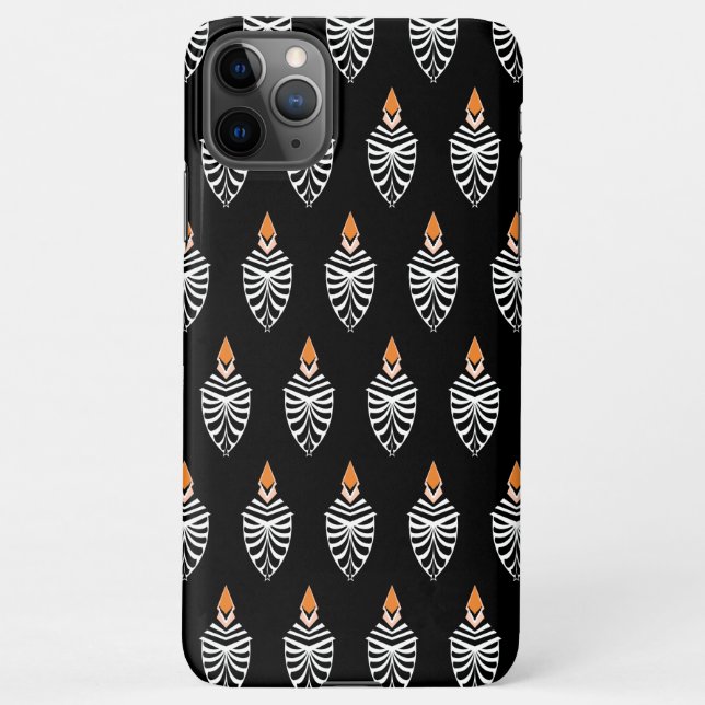 Capa Para iPhone Padrão Geométrico do Pássaro Hoopoe em Preto (Verso)