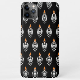 Capa Para iPhone Padrão Geométrico do Pássaro Hoopoe em Preto