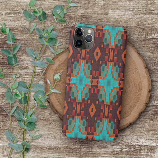 Capa Para iPhone Padrão Mosaico Vermelho Tribal Laranja Vermelho Tu (Criador carregado)
