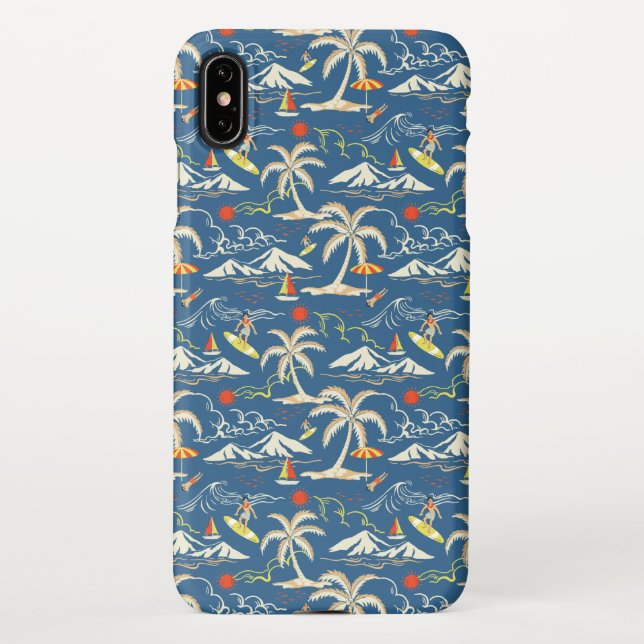 Capa Para iPhone Padrão tropical do Surf retroativo (Verso)