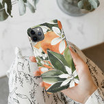 Capa Para iPhone Padrão Tropical Laranja e Flores de Água<br><div class="desc">Padrão Tropical Laranja e Flores de Água</div>