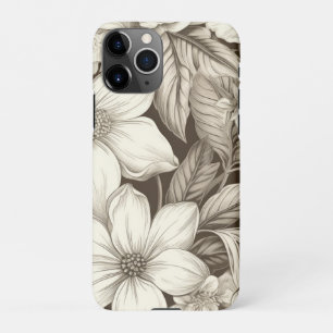 Capa Para iPhone Padrão Vintage Floral Sepia (6)
