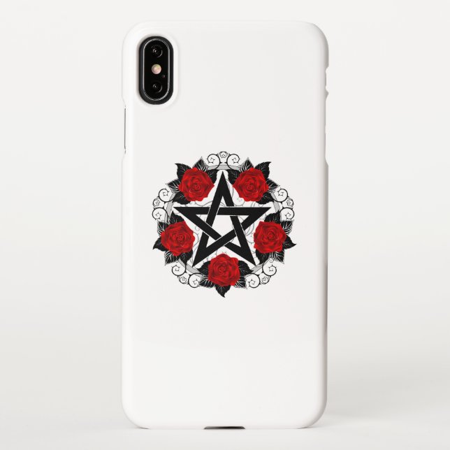 Capa Para iPhone Pentagrama com Rosas vermelhas (Verso)