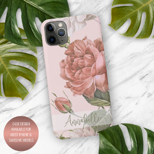 Capa Para iPhone Pêssego do chique Rosas Cor-de-Rosa Rosa Padrão Fl