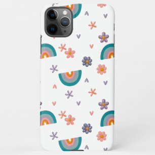 Capa Para iPhone Phone Case – Rainbow and Flowers Cute Design