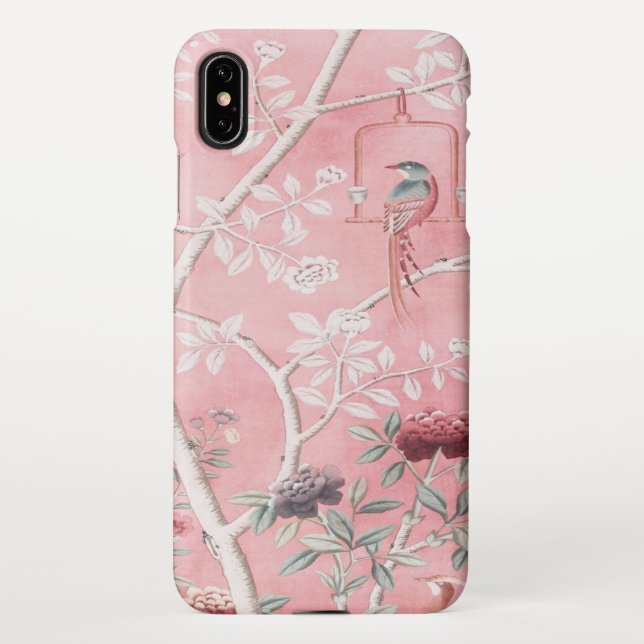 Capa Para iPhone Pink Chinoiserie Bird Floral Elegant (Verso)